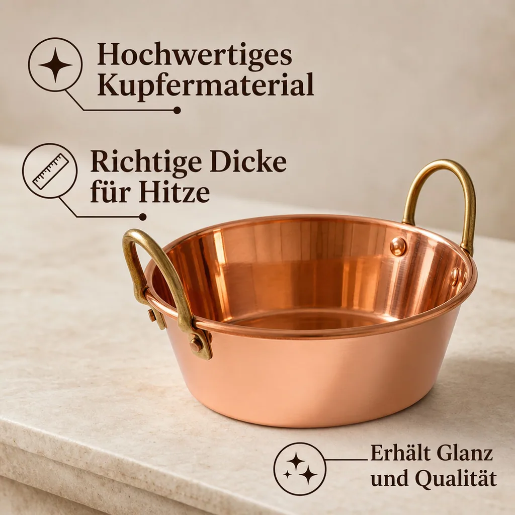 Topf, Marmeladentopf - Kupfer und Messing, Durchmesser: 16 cm
