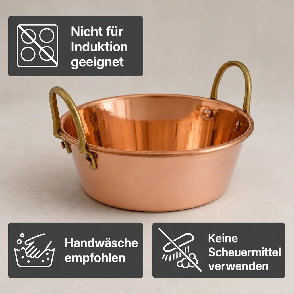 Topf, Marmeladentopf - Kupfer und Messing, Durchmesser: 16 cm