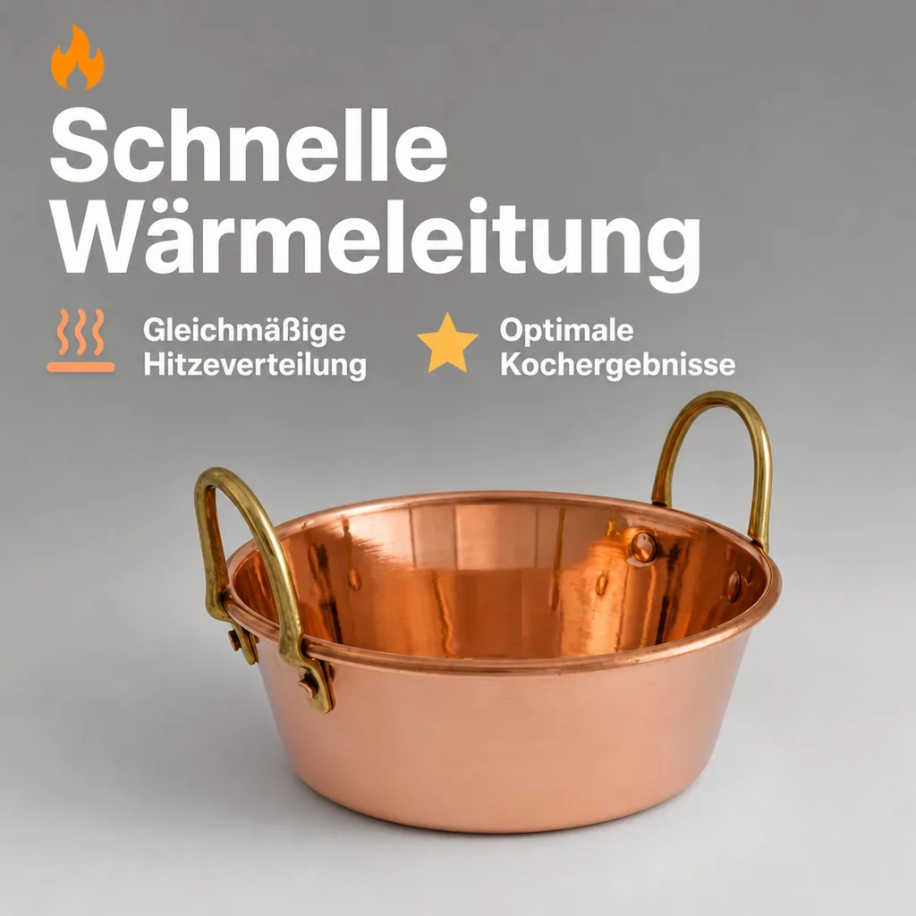 Topf, Marmeladentopf - Kupfer und Messing, Durchmesser: 16 cm