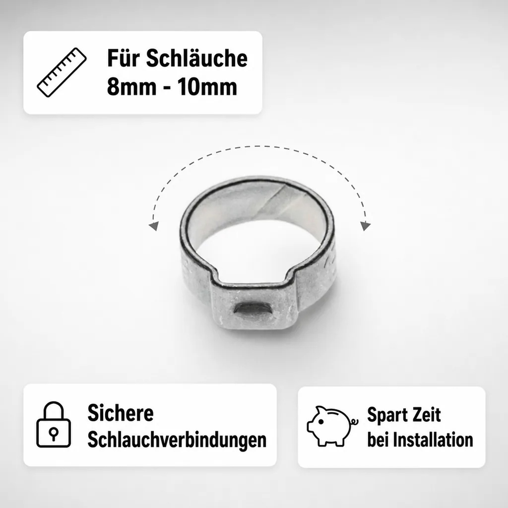 1-Ohr-Schlauchklemme für NW 4 mm, verzinkt