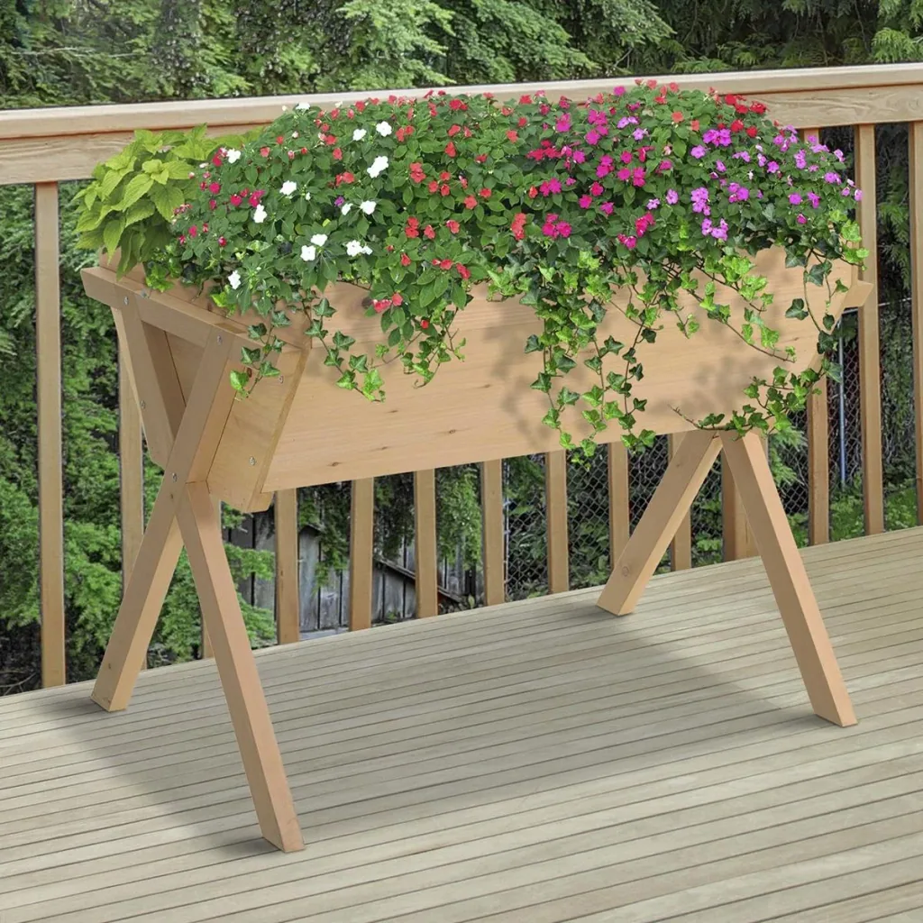 Hochbeet mit Vliesstofftuch natur