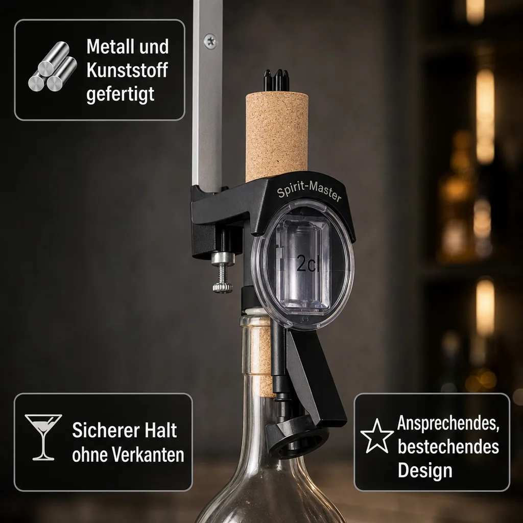 Portionierer, Spirituosen Dosierer - SPIRIT MASTER, 2 cl für 3 Liter Flaschen Anisfest, inkl. Jack Daniels Wandhalter 3,0Liter (NEU!!)