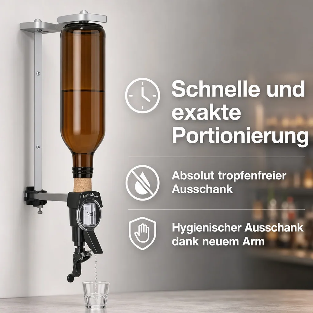 Portionierer, Spirituosen Dosierer - SPIRIT MASTER, 2 cl für 3 Liter Flaschen Anisfest, inkl. Jack Daniels Wandhalter 3,0Liter (NEU!!)