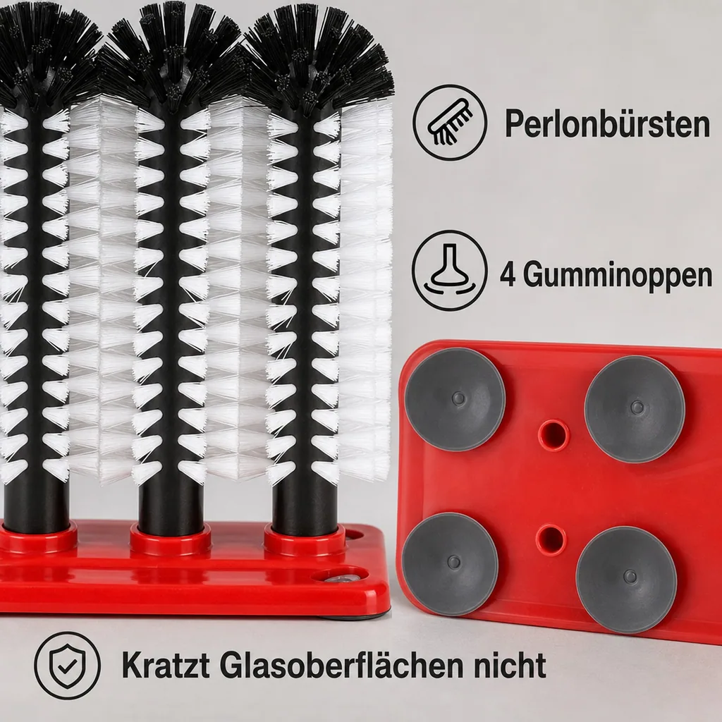 Spülbürste, Gläserbürste, Gläserspülgarnitur - 3 teilig, 3 x 25cm