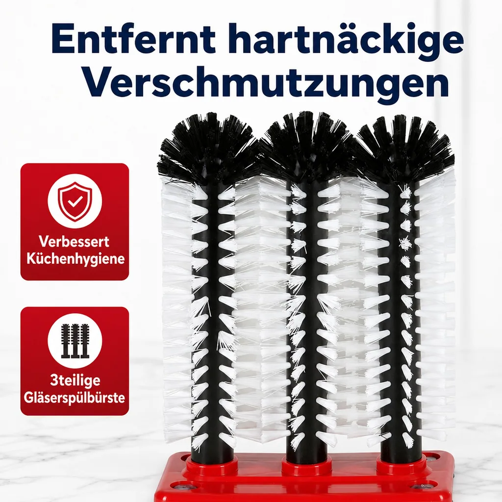 Spülbürste, Gläserbürste, Gläserspülgarnitur - 3 teilig, 3 x 25cm