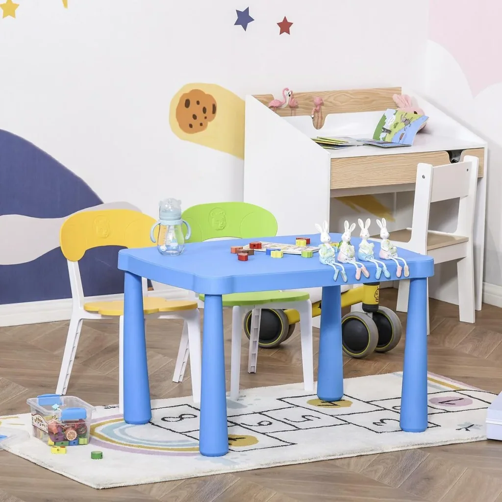 3-tlg. Kindersitzgruppe mit Kindertisch 2 Stühle für 2-8 Jahre Kindermöbel PP-Kunststoff Bunt 76,5 x 54,5 x 49,5 cm