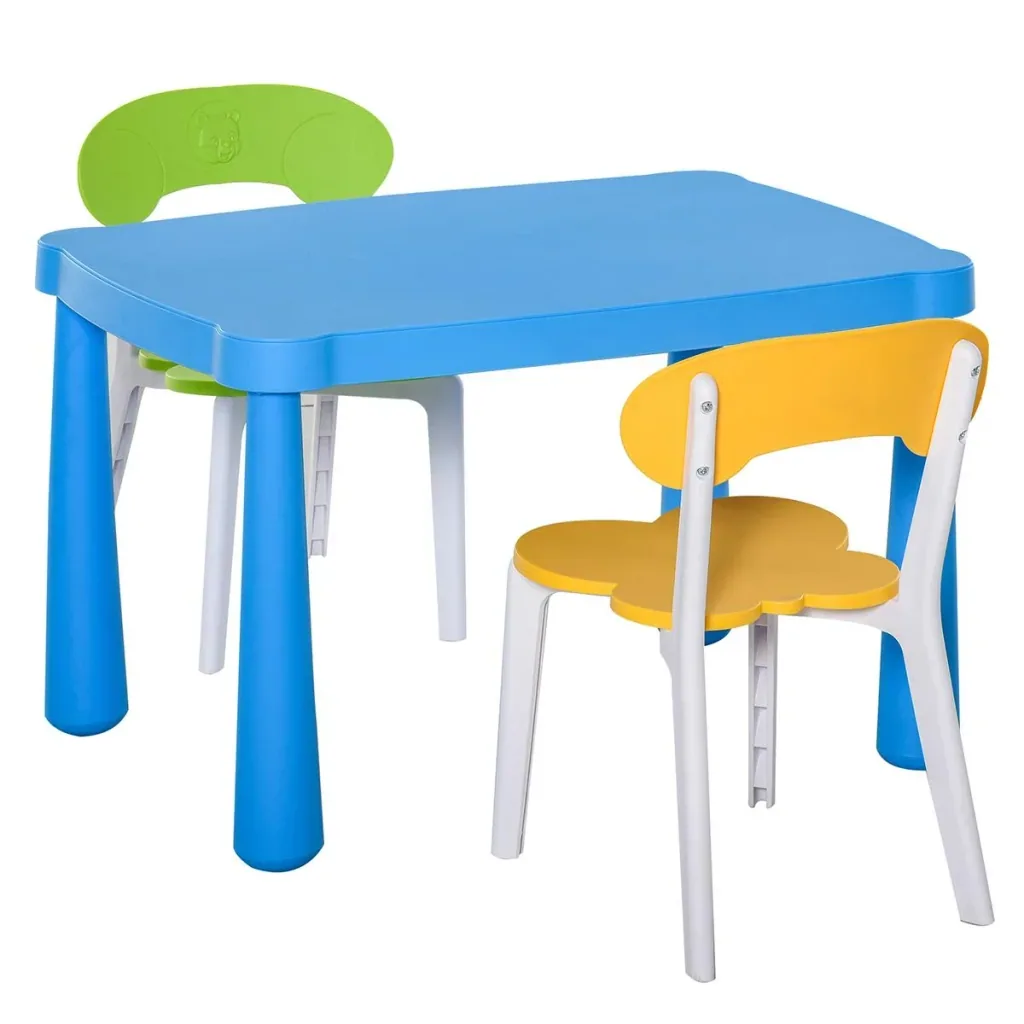 3-tlg. Kindersitzgruppe mit Kindertisch 2 Stühle für 2-8 Jahre Kindermöbel PP-Kunststoff Bunt 76,5 x 54,5 x 49,5 cm