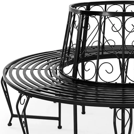 Baumbank - Gartenbank - Schwarz - Metall - Ø160 cm