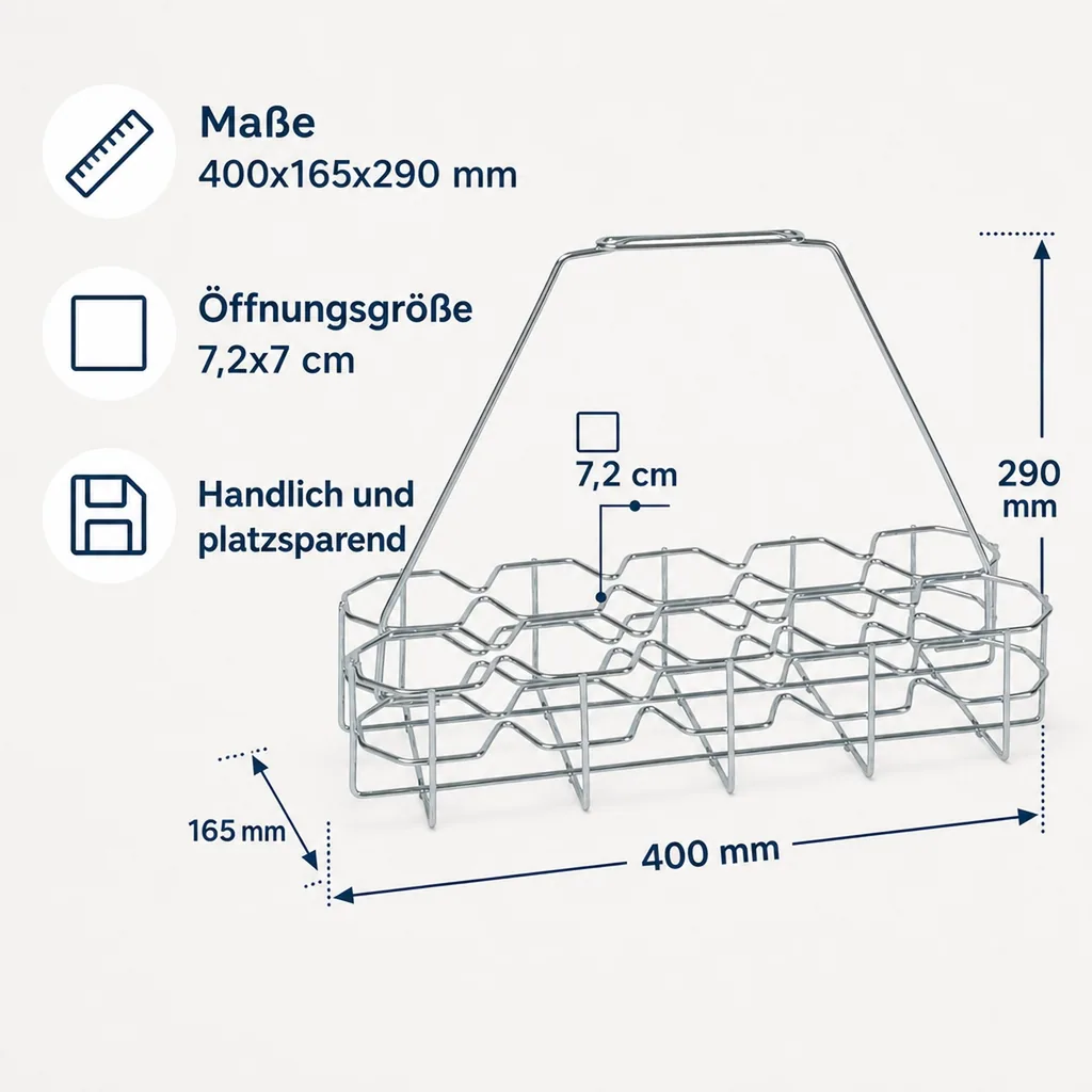Glasträger für 10 Gläser | Getränke- & Geschirrkorb aus Metall (verzinkt)