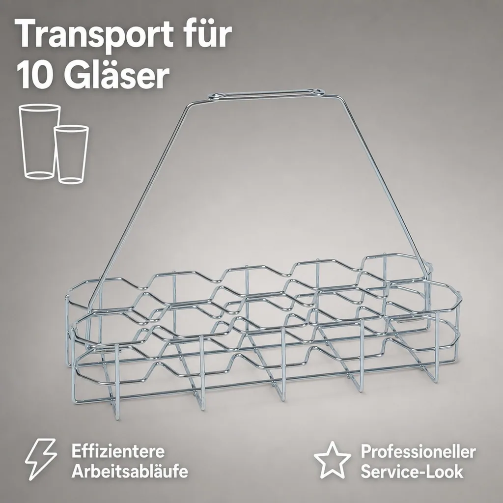 Glasträger für 10 Gläser | Getränke- & Geschirrkorb aus Metall (verzinkt)