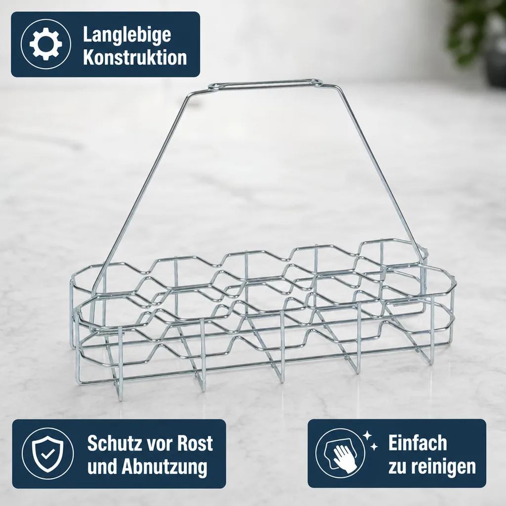 Glasträger für 10 Gläser | Getränke- & Geschirrkorb aus Metall (verzinkt)