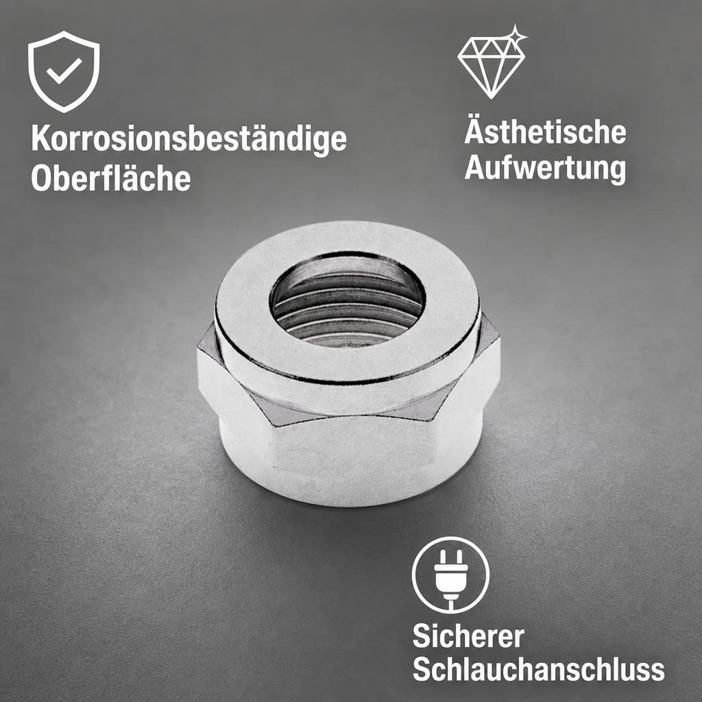 Sechskantmutter 1/2", Messing vernickelt