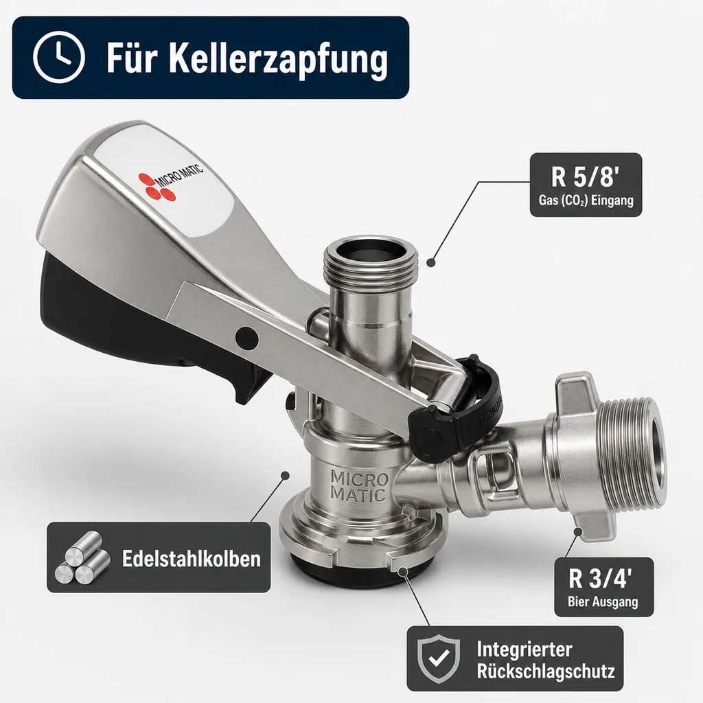 Köpi - Zapfkopf, Keg Anschluss - Micro-Matic, Kelleranstich