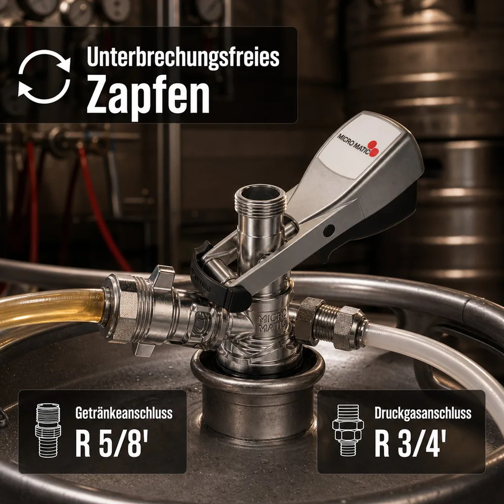 Köpi - Zapfkopf, Keg Anschluss - Micro-Matic, Kelleranstich