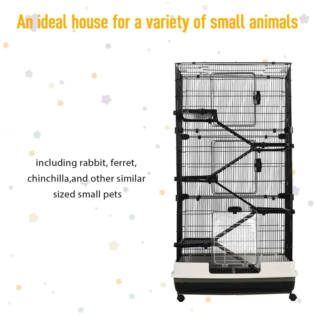 Kleintierkaninchen Käfig Meerschweinchen Chinchillas Stall Tierspielhaus mit Plattform Rampe Abnehmbares Tablett Stahl P