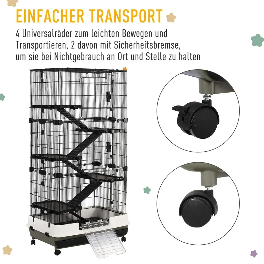 Kleintierkaninchen Käfig Meerschweinchen Chinchillas Stall Tierspielhaus mit Plattform Rampe Abnehmbares Tablett Stahl P