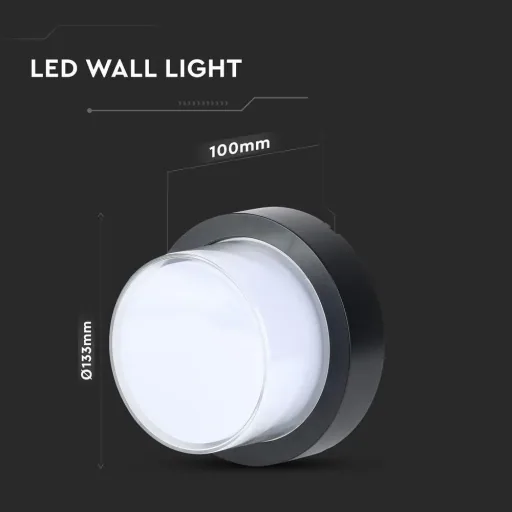 VT-831 LED-Wandleuchte - 7W - 3000K - 400 Lumen - Schwarz - Rund
