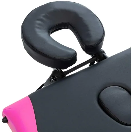 Klappbarer Massagetisch 4 Zonen Aluminium schwarz und rosa