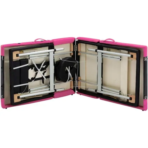 Klappbarer Massagetisch 4 Zonen Aluminium schwarz und rosa