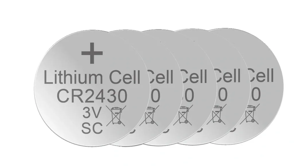 Lithium Knopfzelle CR2430, 3 Volt - 5 Stück