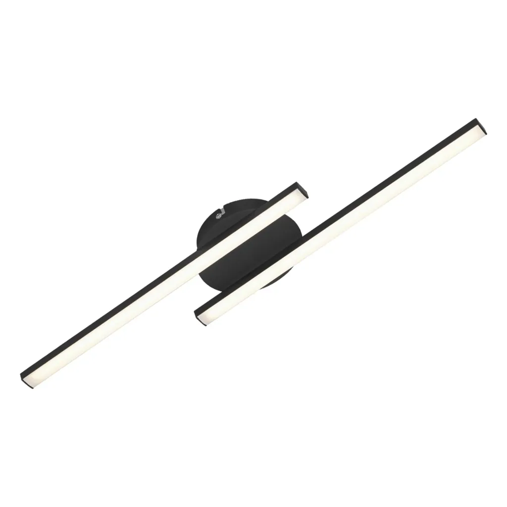 LED Wand- und Deckenleuchte, 2 LED Stäbe gerade, schwarz, 12 Watt, 960 lm, 3.000 K