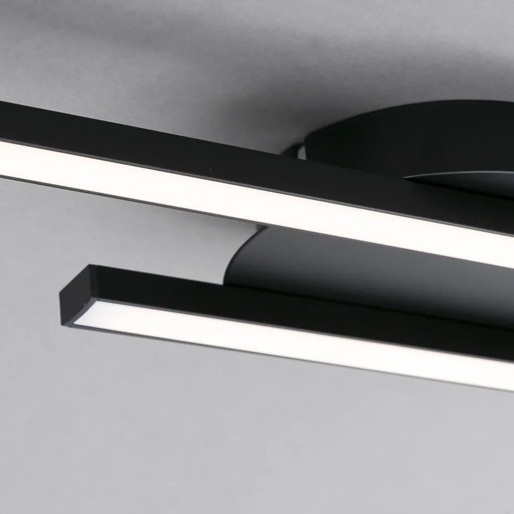 LED Wand- und Deckenleuchte, 2 LED Stäbe gerade, schwarz, 12 Watt, 960 lm, 3.000 K