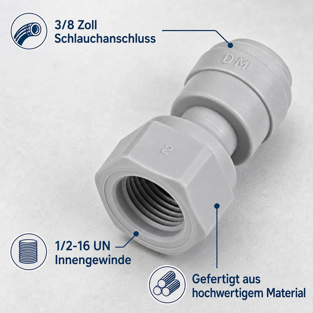 Aufschraubverbinder, Steckverbinder mit UN-Innengewinde: 3/8" Schlauch x 1/2-16 UN 