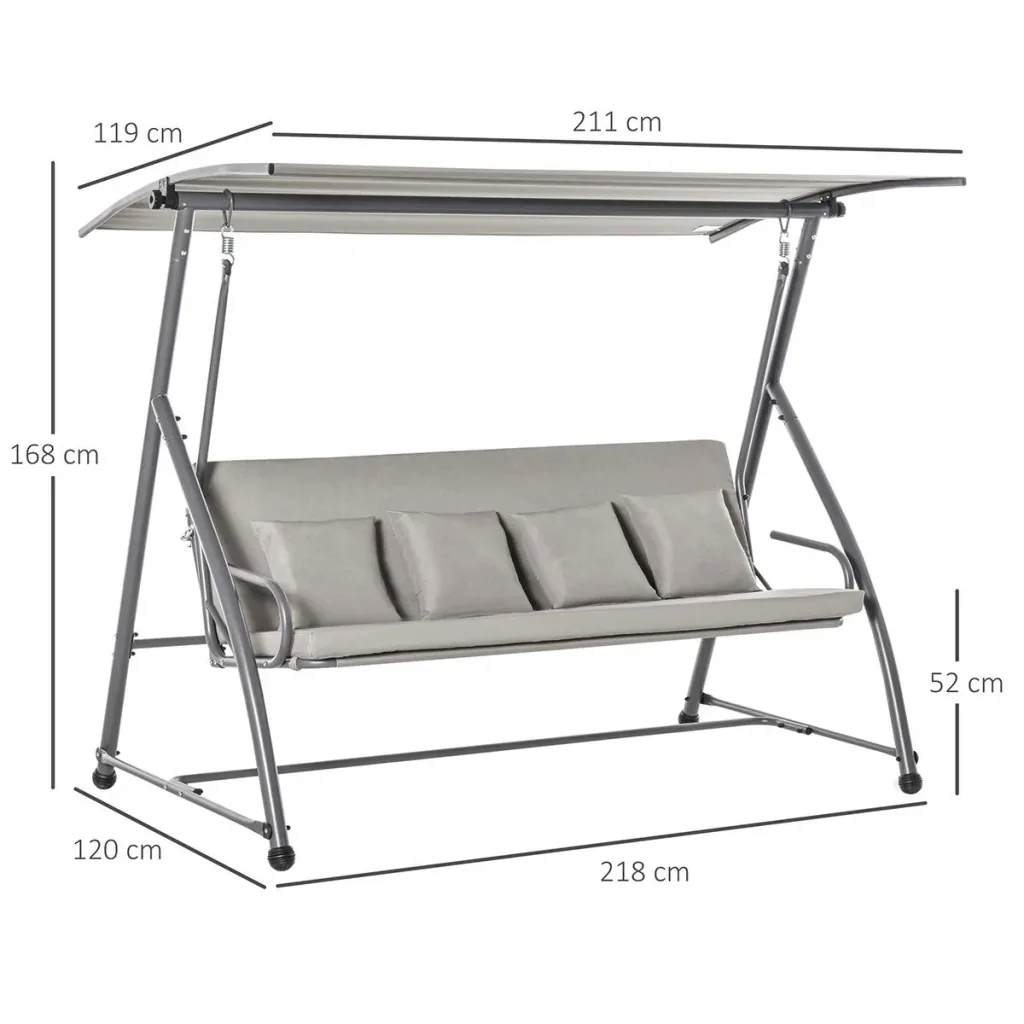 3-Sitzer Hollywoodschaukel Schaukelstuhl 2-in-1 Gartenliege mit Sonnendach winkeleinstellbar Stahl Polyester Outdoor Hel