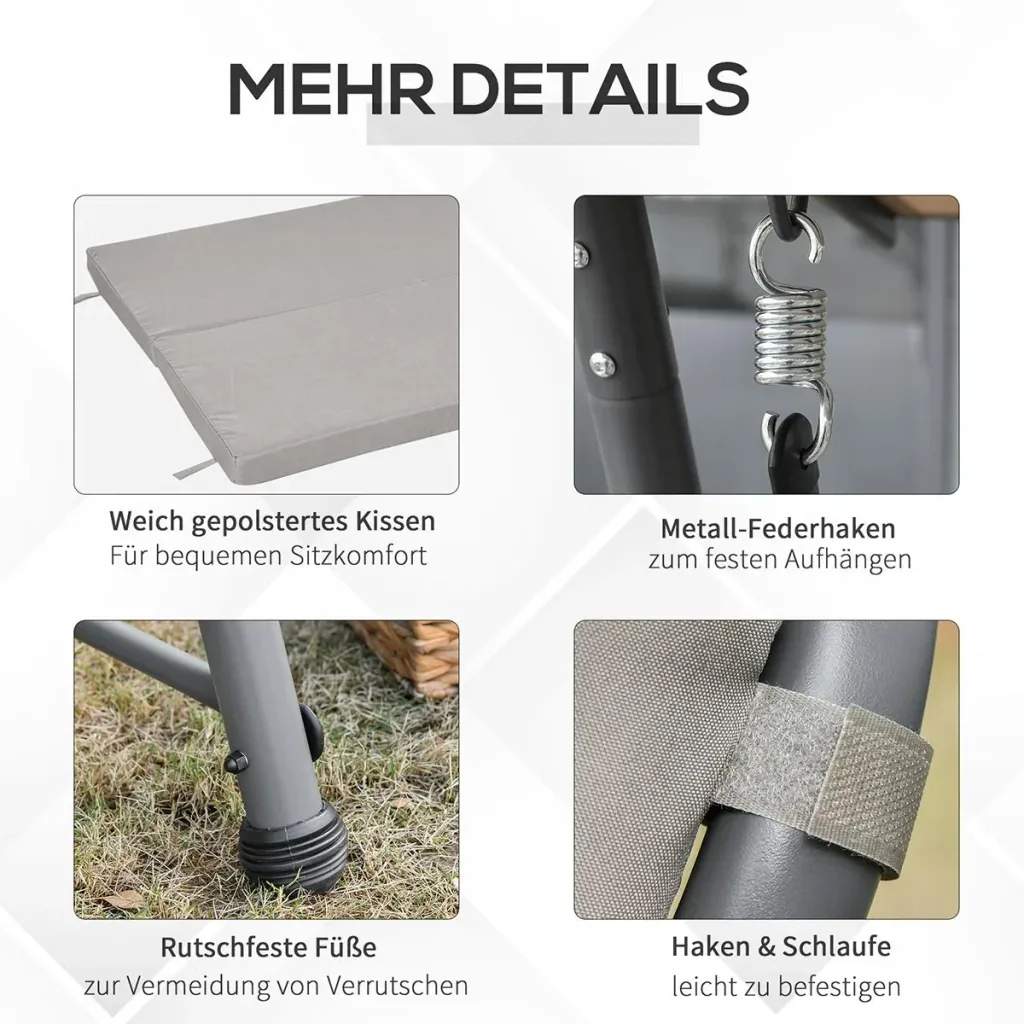 3-Sitzer Hollywoodschaukel Schaukelstuhl 2-in-1 Gartenliege mit Sonnendach winkeleinstellbar Stahl Polyester Outdoor Hel