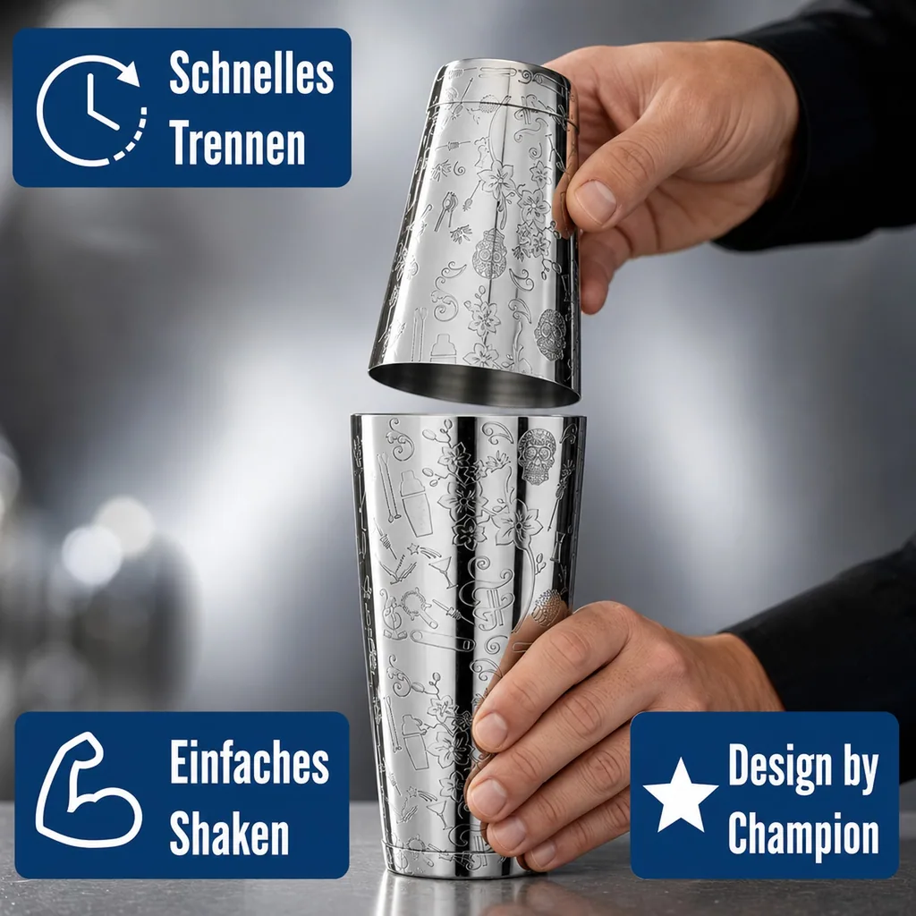 Cocktail shaker - Collabo TIN oN TIN Edelstahl - 28oz/18oz - mit Gravur - Limited Edition