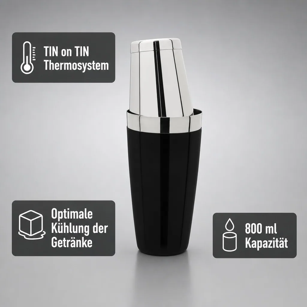 Cocktail shaker - TIN on TIN, 28oz./18oz. Edelstahl mit Vinyl-Kälteschutz