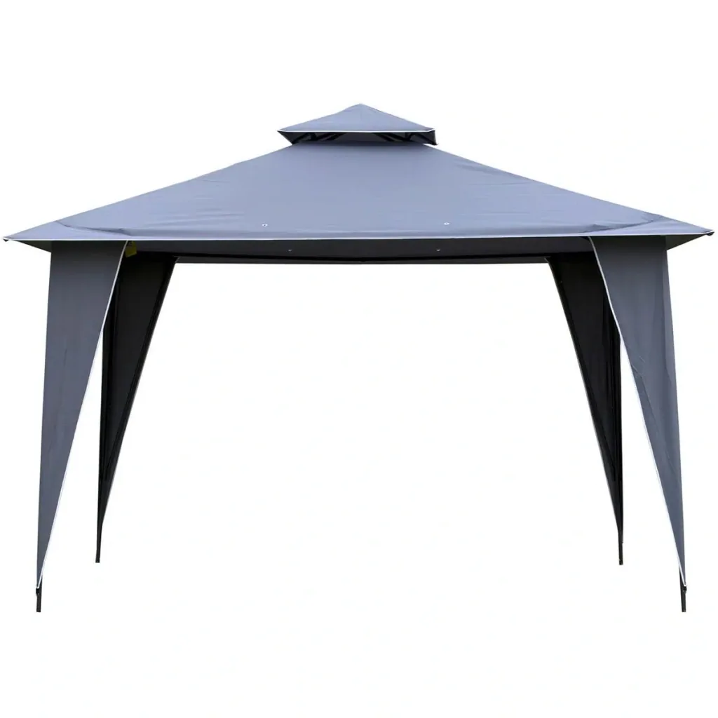 Pavillon mit Doppeldach, Metallrahmen, grau, 3,5 x 3,5 x 2,7 m