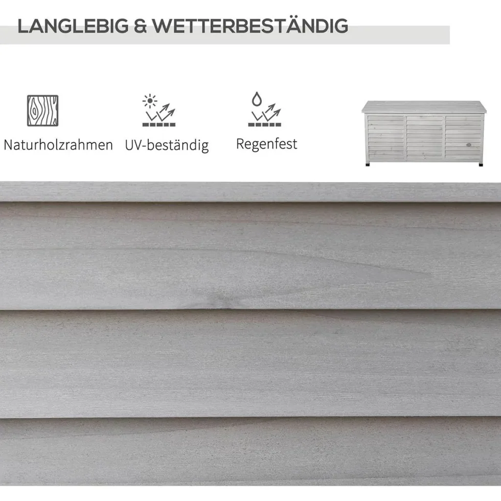 Gartenschrank Gerätehaus Gerätescharank wasserbeständig Tannenholz dauerhaft große Raum 127 x 56 x 60 cm Grau