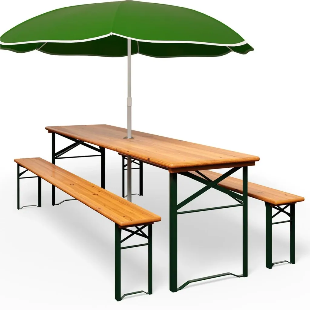 Biertisch und Bank - Holz 1,7m