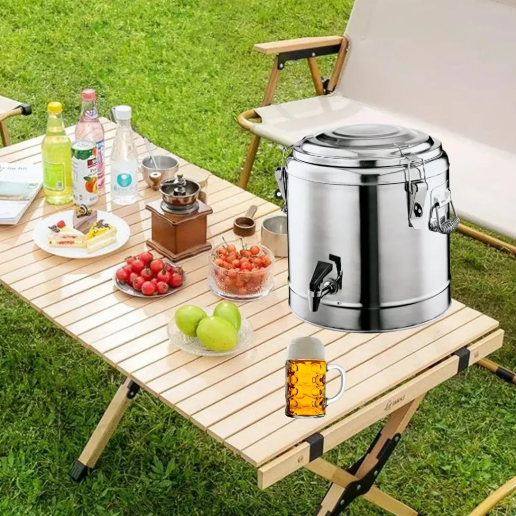 Thermobehälter, Thermogetränkebehälter, Getränkebehälter mit Zapfhahn - Chromnickelstahl, 8L