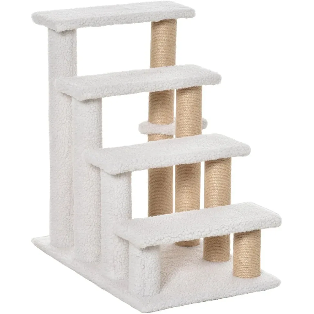 Haustiertreppe mit Krätzsäulen weiß