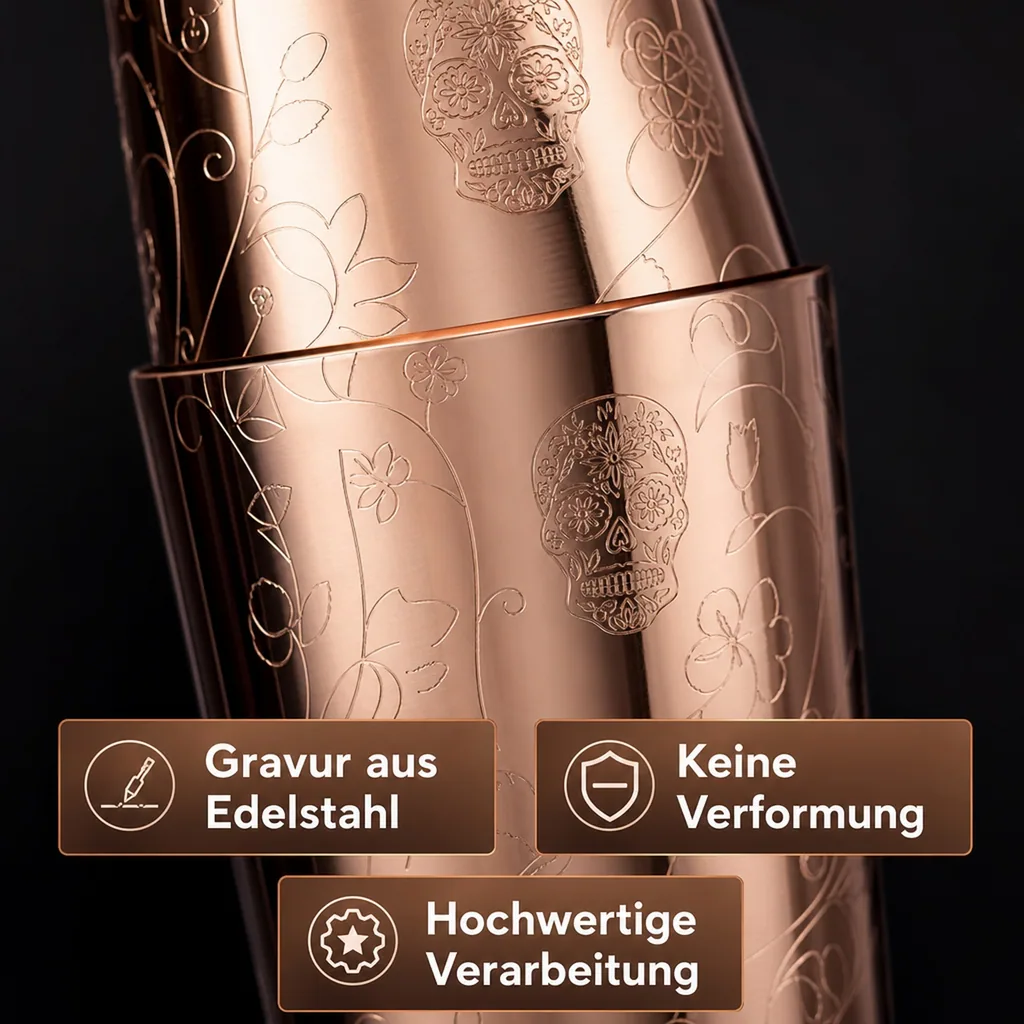Cocktail shaker - Collabo TIN oN TIN Edelstahl - 28oz/18oz - mit Gravur - verkupfert - Limited Edition