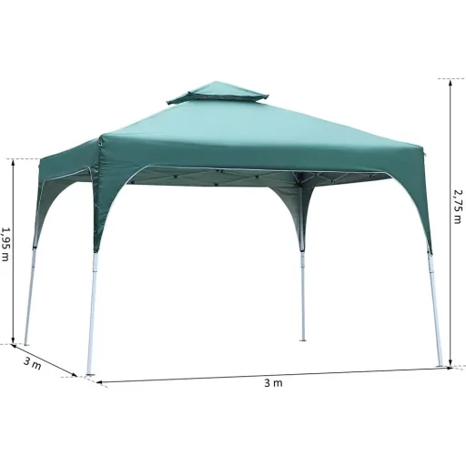 Pavillon Gartenpavillon Partyzelt Gartenzelt Festzelt Doppeldach UV-beständig Wasserabweisend Grün 3 x 3 x 2,75 m