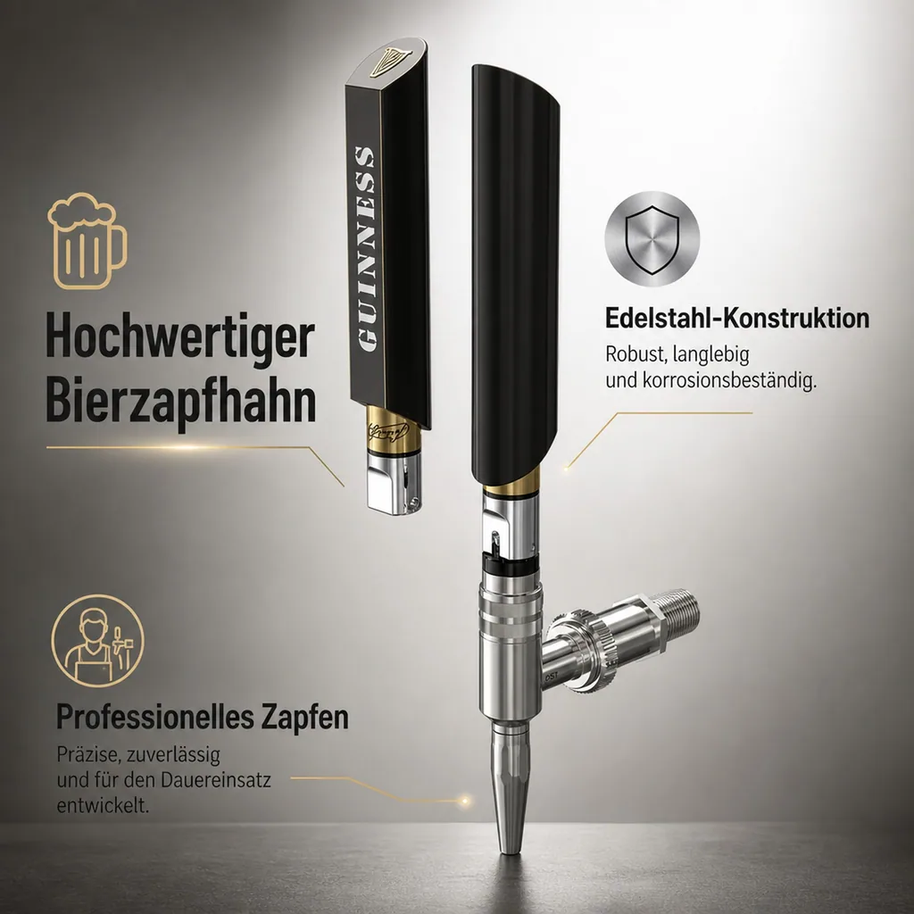 Kompensatorhahn, Zapfhahn, Bierzapfhahn für Guinness, Farbe: Edelstahl
