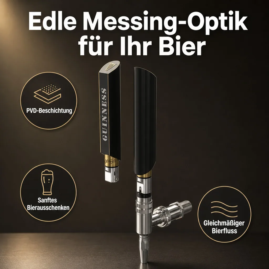Kompensatorhahn, Zapfhahn, Bierzapfhahn für Guinness, Farbe: Edelstahl