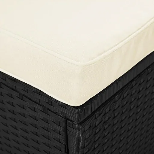 Liege mit Schiebedach Polyrattan schwarz/cremeweiß 195 x 60 x 39/145cm