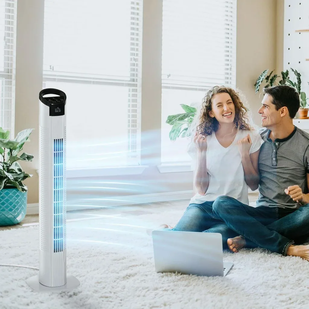 Turmventilator mit Fernsteuerung 70° Oszillierender Standventilator 78,5cm 50W 3 Modi & 3 Geschwindigkeiten Schwarz+Weiß