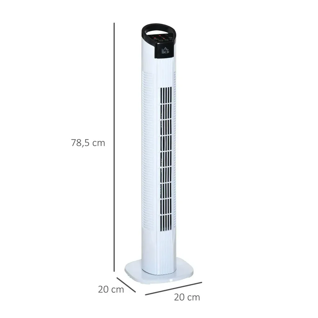 Turmventilator mit Fernsteuerung 70° Oszillierender Standventilator 78,5cm 50W 3 Modi & 3 Geschwindigkeiten Schwarz+Weiß
