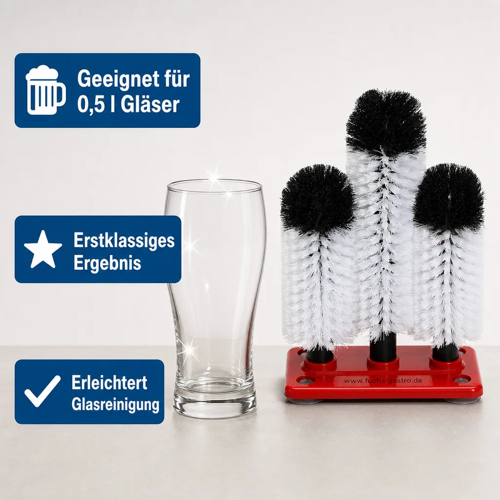 Gläserspülbürste, Gläserspülbürstengarnitur Profis - GR-2 - 2 x 18 + 1 X 24 cm