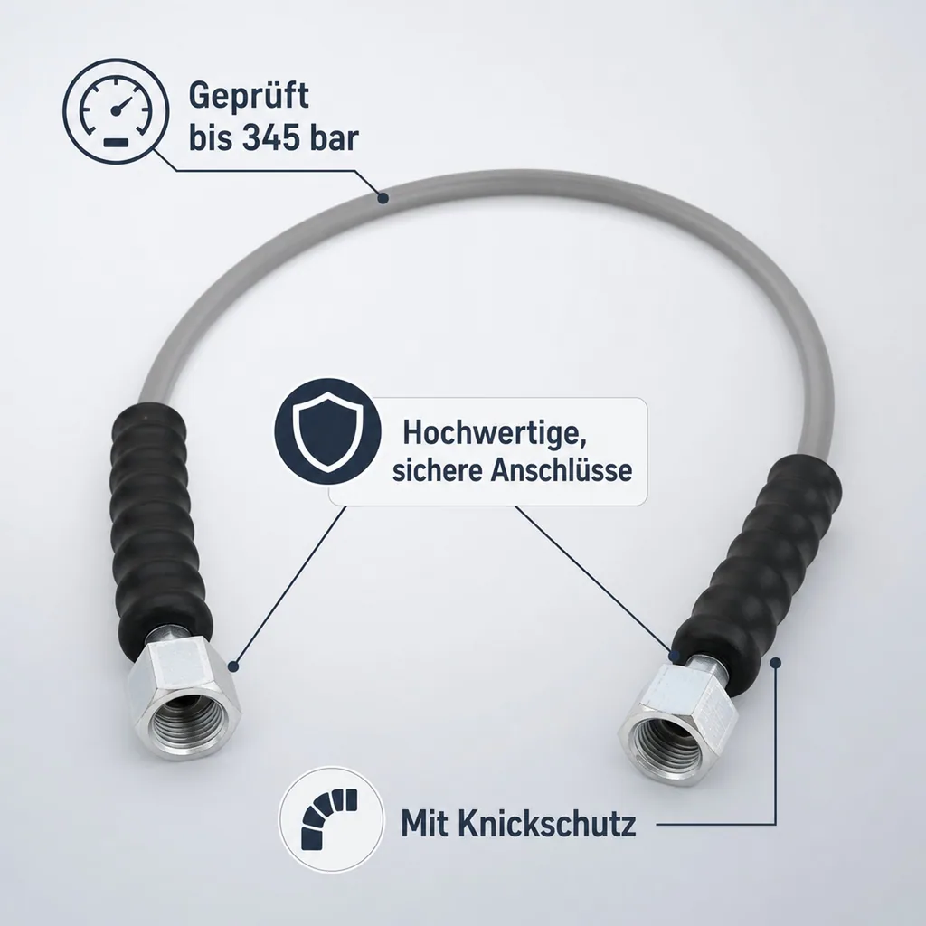 Hochdruckschlauch, Gasschlauch - CO2 für Wandarmatur, 1m - 2 x Sechskantmutter