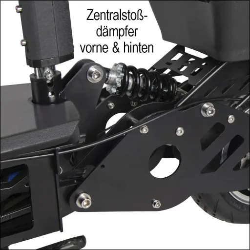 E-Roller "Camper" Safety 20 km/h inklusive Einkaufskorb, Blinkanlage und Gepäck-Case schwarz