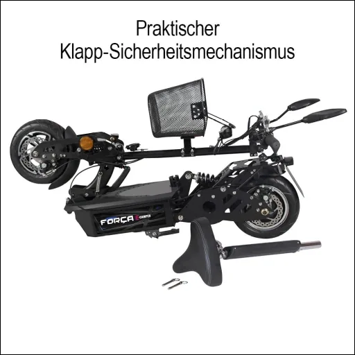 E-Roller "Camper" Safety 20 km/h inklusive Einkaufskorb, Blinkanlage und Gepäck-Case schwarz