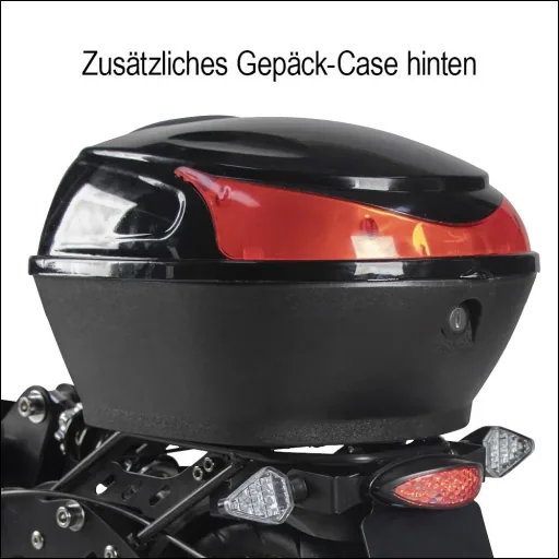 E-Roller "Camper" Safety 20 km/h inklusive Einkaufskorb, Blinkanlage und Gepäck-Case schwarz