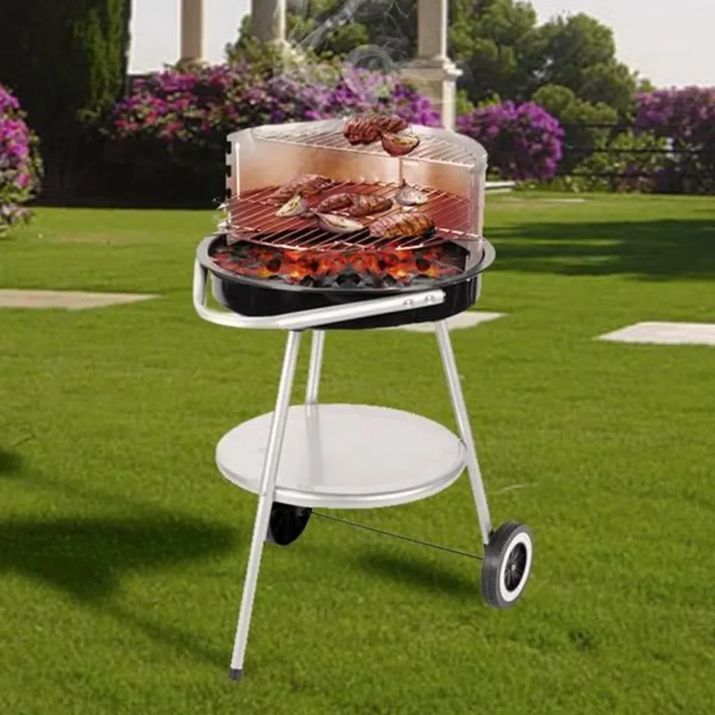 BBQ Holzkohlegrill - Grillfläche Ø47 cm - Halb offen