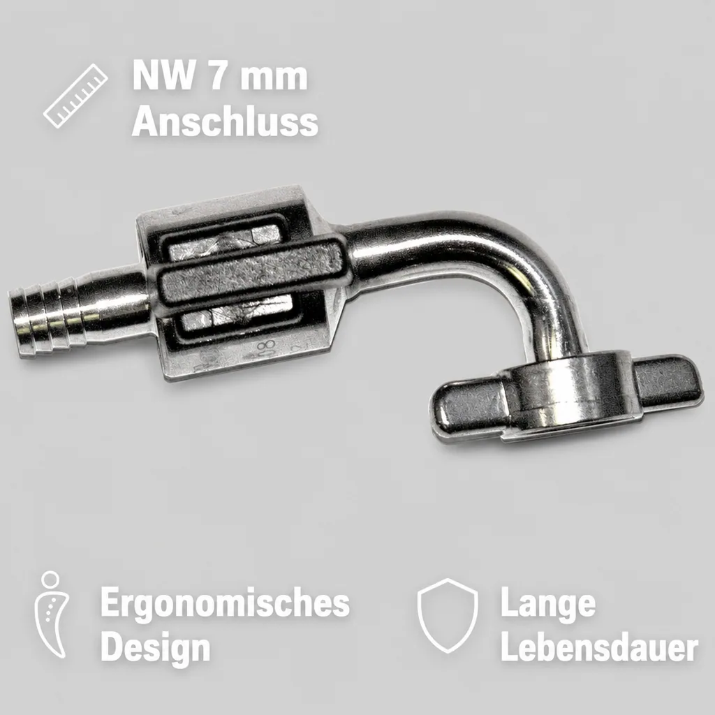 Bierabstellhahn - Gebogen, aus Edelstahl, NW: 10 mm